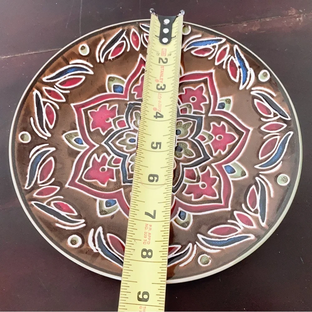 3 Pier 1 Imports GLOBAL MEDALLION Luncheon Plates